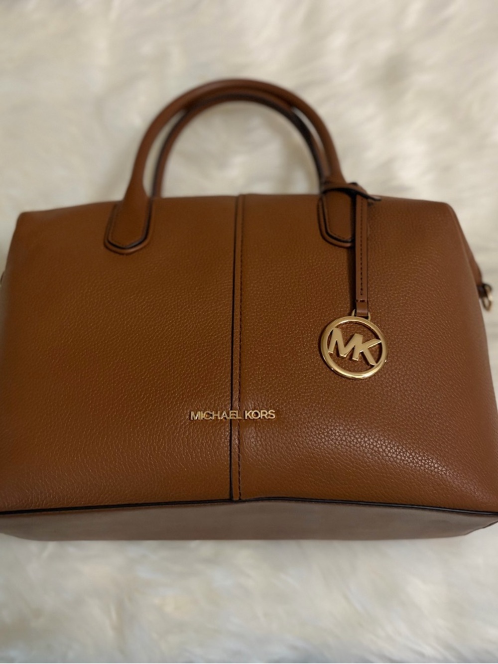Michael Kors Cognac Pebbled Leather Satchel